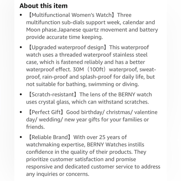 New Berny women’s watch. 3 multi-function sundials for week/calendar/moon phase. - Picture 13 of 13